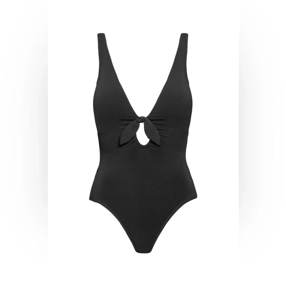 NWT Robin Piccone Black Ava Knot One Piece Swimsuit size 10